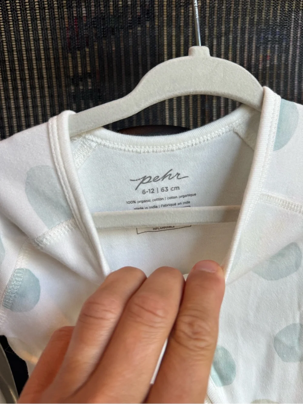 Organic Cotton White Footed Baby One-Piece with Mint Dot Print